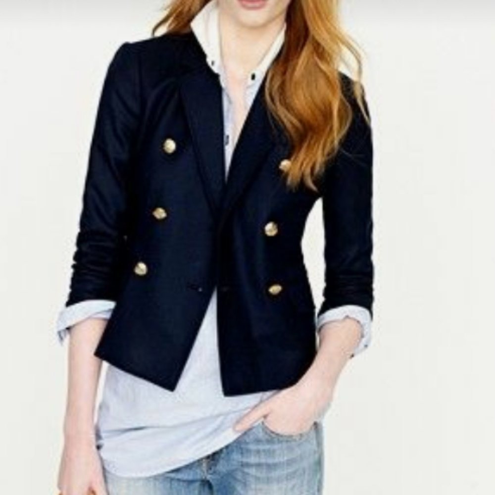Navy cropped military blazer